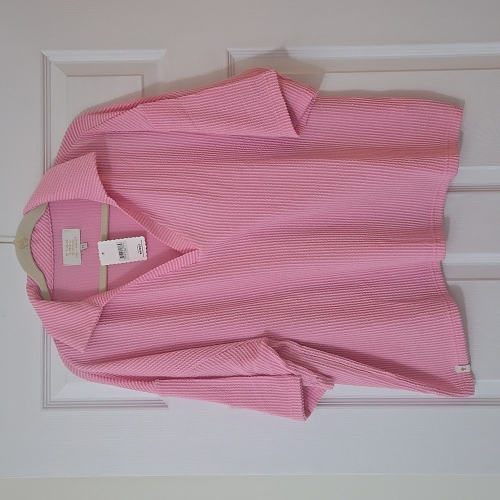 NWT Simply Southern Knit Textured Collared Tee Blush Pink